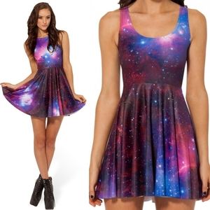Galaxy Print Reversible Skater Dress Size XS EUC